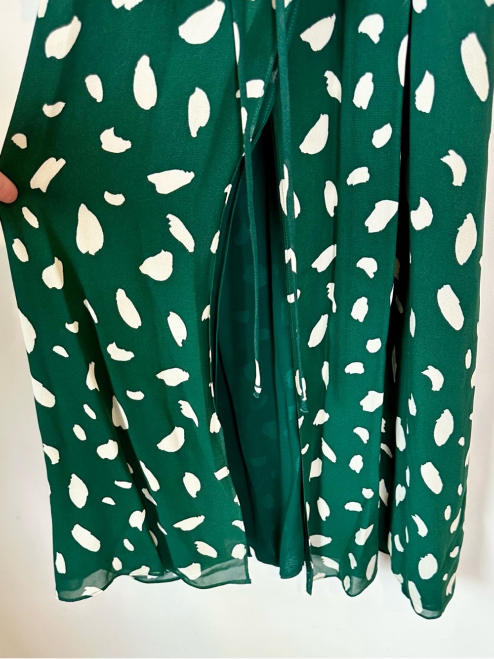 Reformation Mulberry Dress Forest Green & White Printed Wrap High-Low Dress - S - Picture 9 of 13